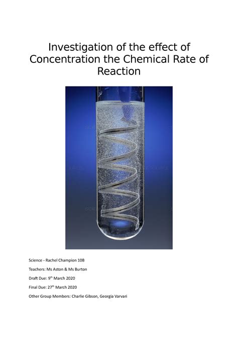 Mg + HCl Experiment Report Final - Investigation of the effect of Concentration the Chemical ...