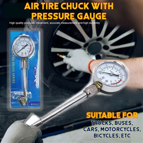 TRUCK AIR TIRE CHUCK WITH PRESSURE GAUGE/CAR TYRE CHUCK INFLATOR WITH PRESSURE GAUGE | Shopee ...