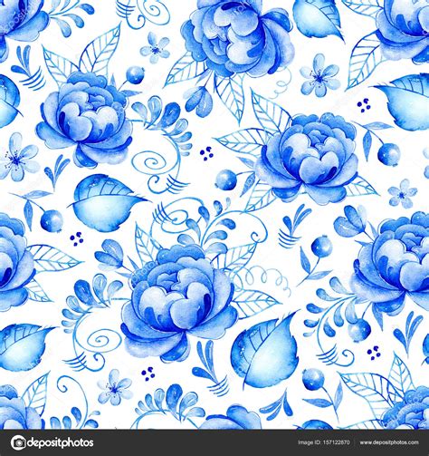 Seamless Floral Pattern Blue