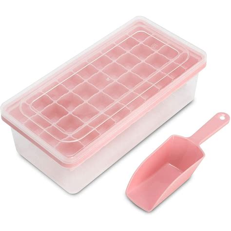 Ice Cube Tray With Lid and Bin | 36 Nugget Silicone Ice Tray For Freezer | Comes with Ice ...