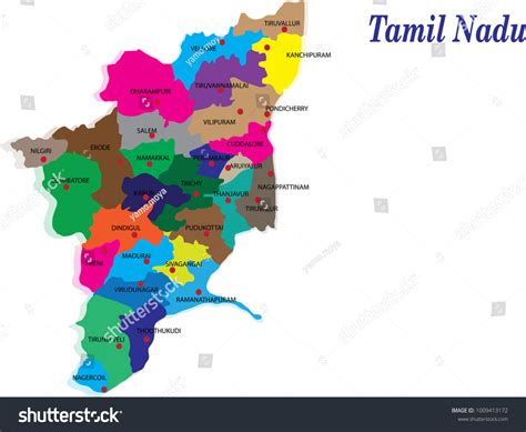 Tamil Nadu Districts Vector Map Silhouette Stock Vector (Royalty Free ...