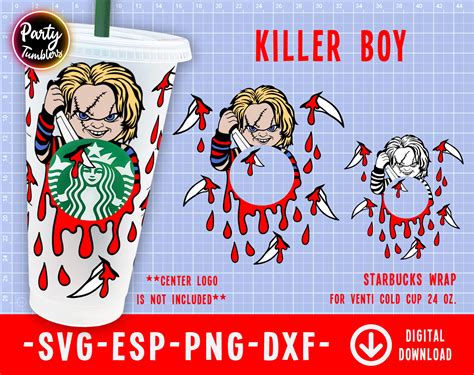 Killer Boy Cold Cup Wrap Svg , Halloween Horror Movie Venti Cold Cup SVG, Horror Movie Venti ...