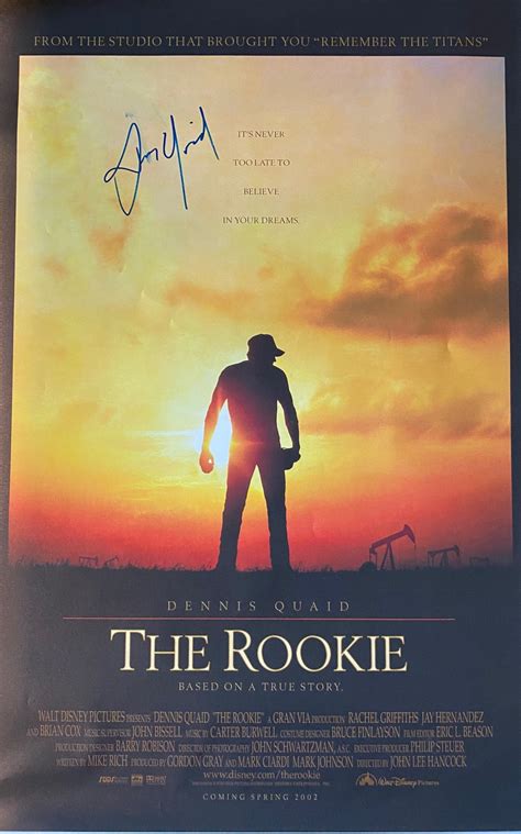 Charitybuzz: The Rookie Movie Poster Signed by Dennis Quaid - Lot 2055840