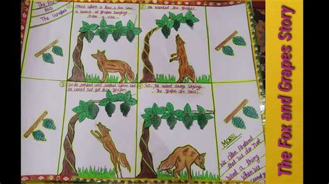 how to draw story picture the fox and tha Grapes#schoolproject | Easy ...