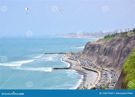 View of the Coastline in Lima, Peru Stock Photo - Image of cape, ocean: 135015260