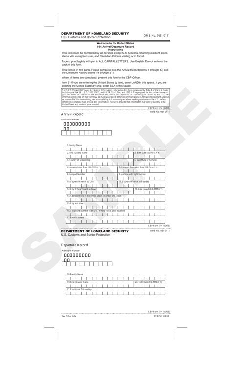 Form I-94 - Fill Out, Sign Online and Download Printable PDF | Templateroller