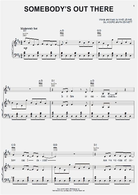 Somebody's Out There Piano Sheet Music | OnlinePianist