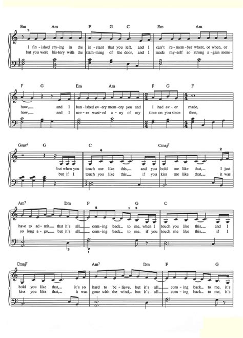 IT'S ALL COMING BACK TO ME NOW Piano Sheet music | Easy Sheet Music