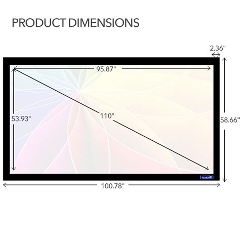 QualGear® QG-PS-FF6-169-110-W 16:9 Fixed Frame Projector Screen, 110 ...