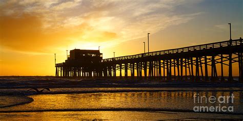 Newport Beach California Pier At Sunset In The Golden Silhouette Photograph by ELITE IMAGE ...