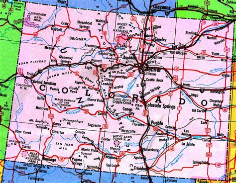 Mapa del estado de Colorado brillante cartel imagen carreteras | Etsy