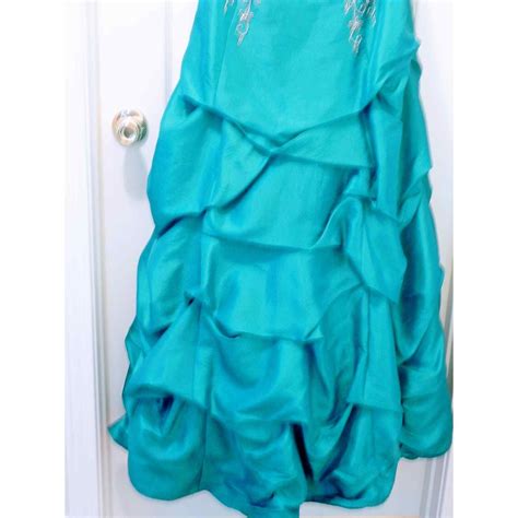 Strapless Teal prom dress Beaded Ballgown Size 7/8 Pu… - Gem