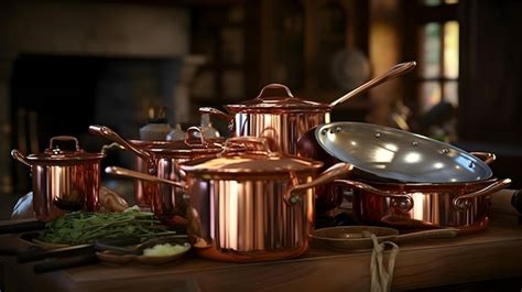 Premium Photo | Polished copper pots and pans