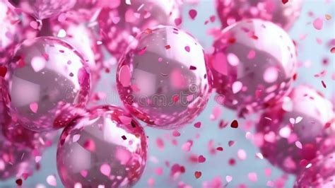 Floating Helium Balloon. Sparkling Silver Confetti Falling on Flying ...