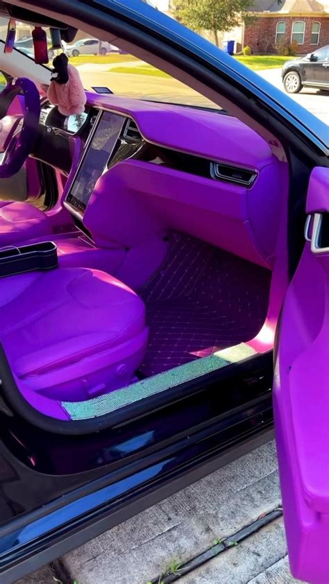 How I recolored my Tesla interior pink💞🎀💅🏽 full vid & deets on my YouTube 🔗 in bio | Car ...