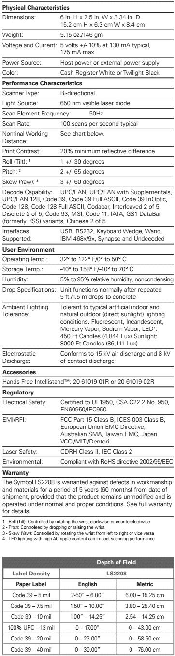 Symbol LS2208 Barcode Scanner | Gnox Systems Solution