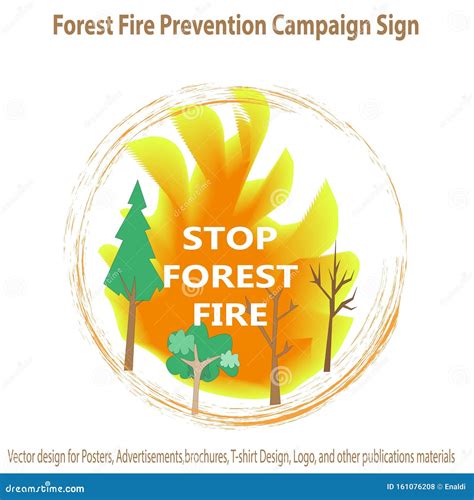 Forest Fire Prevention Campaign Sign and Concept Logo Stock Vector ...