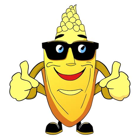 Premium Vector | Cute corn wearing glasses with thumbs up cartoon vector icon illustration