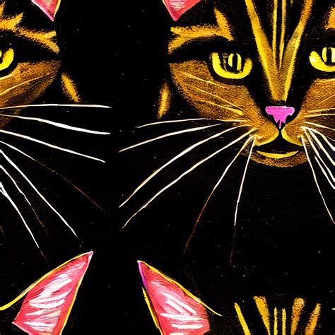 NIGHT CAT Painting Digital Graphic with Repeating Pattern · Creative Fabrica