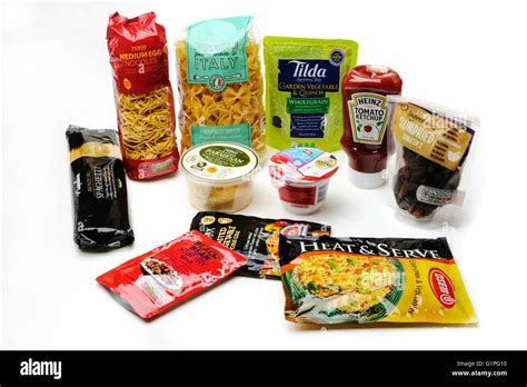 Arrangement of various types of food packaging Stock Photo, Royalty ...