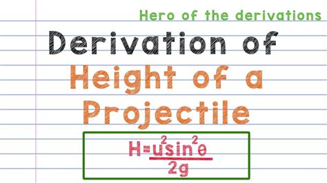 Derivation of equation of maximum height attained by a projectile ...