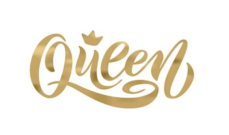 Queen Word With Crown Hand Lettering Text Vector Illustration Stock ...