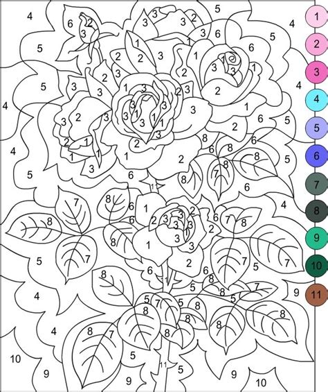 a coloring page with flowers and numbers on it