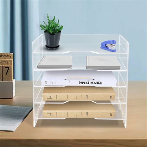 Goods Organizer Paper Sorter 5 Tier Shelves Office Desk Organizer Clear ...