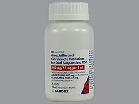 Amoxicillin-Clav K 400-5 Mg/Ml Suspension 75 Ml By Sandoz Rx.