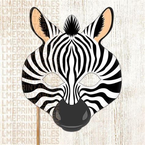 Zebra Printable Mask DIY Safari Jungle Black Animals Masks Booth Prop Birthday Party Game ...