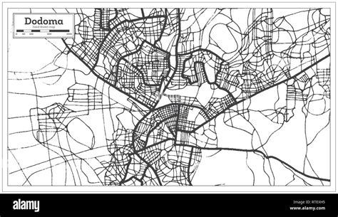 Dodoma Tanzania City Map in Retro Style. Outline Map. Vector ...