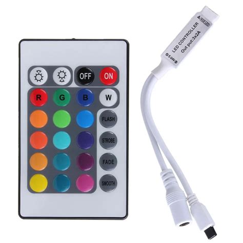 Mini LED RGB Controller DC12V 24 Key IR Remote Controller for 3528 5050 RGB LED Strip Lights-in ...