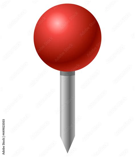 Red pin icon. Attach button on needle, pinned office thumbtack and paper push pin. Vector ...