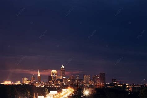 Cleveland Pemandangan Cakrawala Gedung Perkantoran Pencakar Langit Usa Foto Latar belakang Dan ...