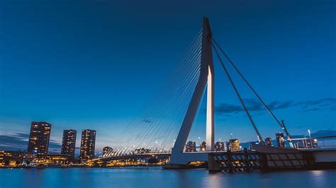 Free photo: city, night, bridge, architecture, river, suspension bridge ...