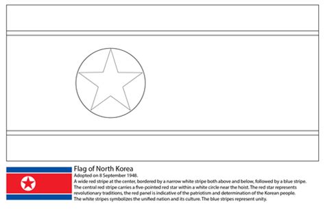 北朝鮮の国旗 ぬりえ