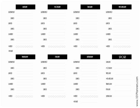 Food diary template | Free Printable | Track food and water intake