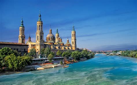 Download Ebro River Bridge River Architecture Building City Spain Zaragoza Religious Basilica Of ...