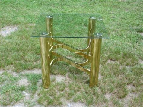 Vintage Mid Century Modern Brass & Glass End Table | eBay