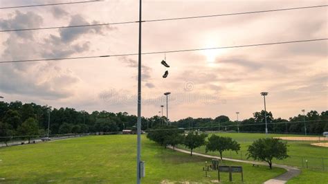 Shoes on power lines stock photo. Image of lines, wire - 575616