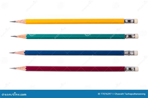 Four Color Pencils Isolated on White Background Stock Image - Image of ...