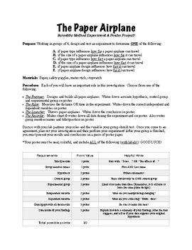 Using the Scientific Method: The Paper Airplane Experiment & Poster!