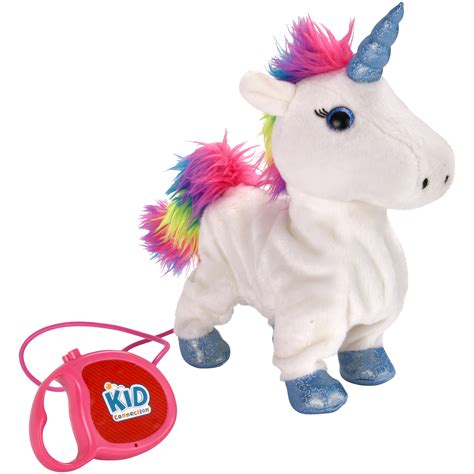 Kid Connection 9" Plush Walking Unicorn, White & Rainbow - Walmart.com - Walmart.com