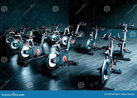 Gym Cycling Room with Many Exercise Equipment Stock Photo - Image of biking, healthy: 187329168