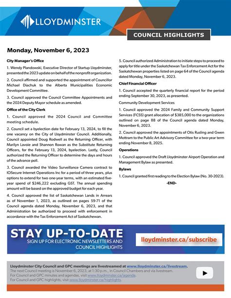 Nov. 6 Lloydminster City Council Highlights | CITL TV