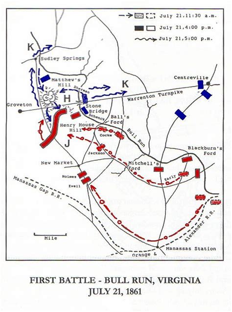 First Bull Run Civil War Battle Map | Civil war battles, Bull run, Civil war