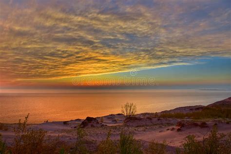 Beautiful Sunset at Sleeping Bear Dunes, Michigan, USA Stock Photo - Image of sandy, dunes ...