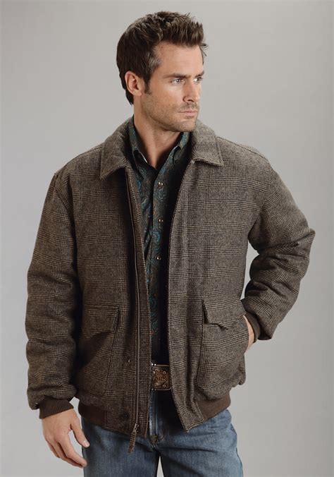 Stetson Mens Brown Wool Blend PU Coated Glenn Plaid Jacket Outerwear | eBay