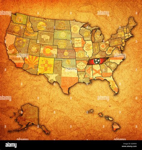 tennessee on old vintage map of usa with state borders Stock Photo - Alamy