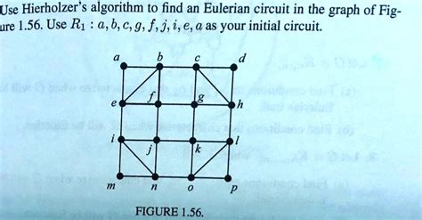 SOLVED: Use Hierholzer's algorithm to find an Eulerian circuit in the graph of Fig- ure 1.56 ...